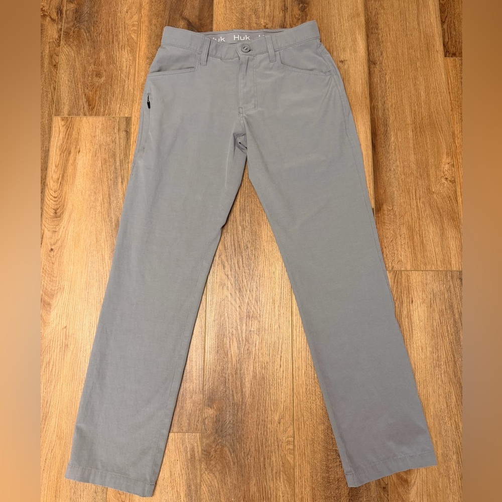 Huk Kona 5 Pocket Pants Mens 30x32 Gray Harbor Mist Performance Stretch UPF 50